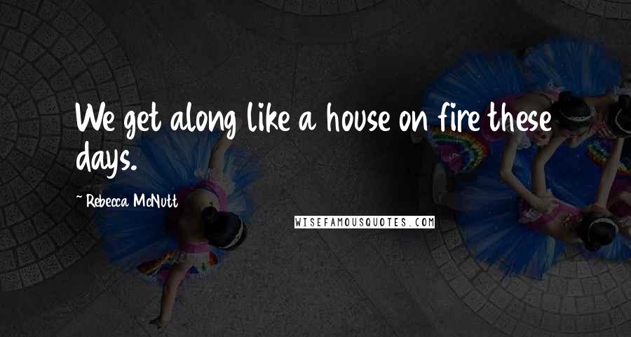 Rebecca McNutt Quotes: We get along like a house on fire these days.