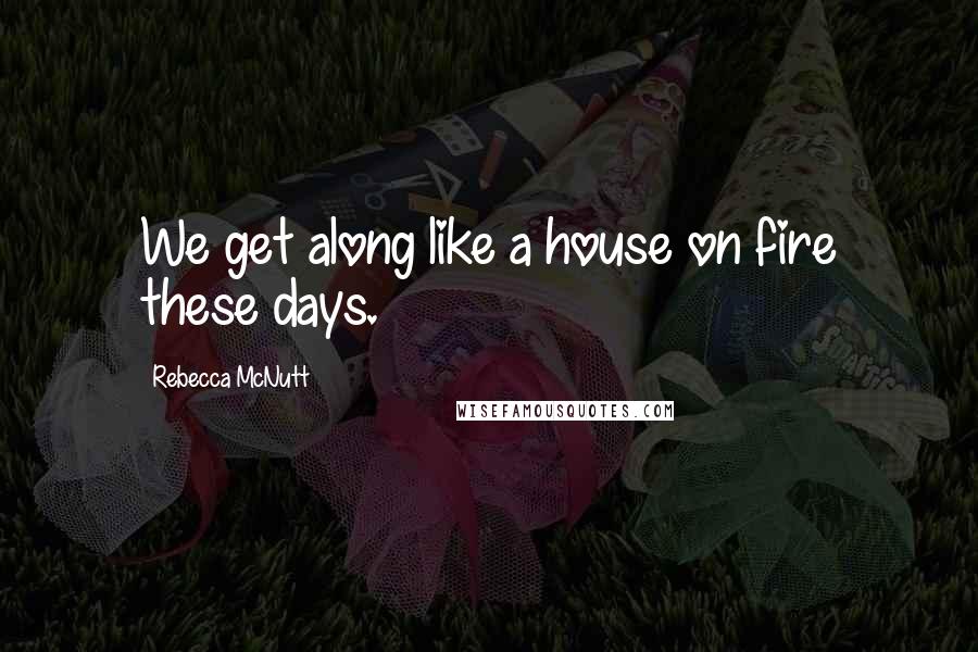 Rebecca McNutt Quotes: We get along like a house on fire these days.