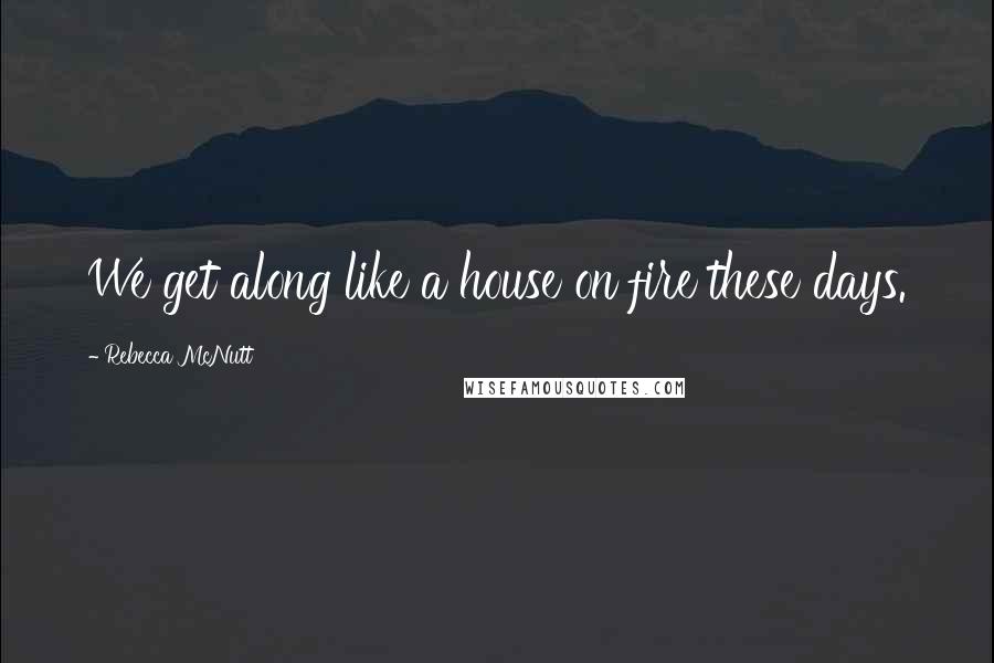 Rebecca McNutt Quotes: We get along like a house on fire these days.