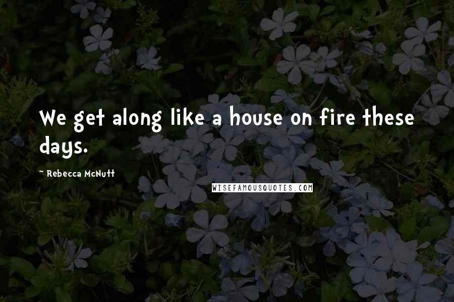 Rebecca McNutt Quotes: We get along like a house on fire these days.