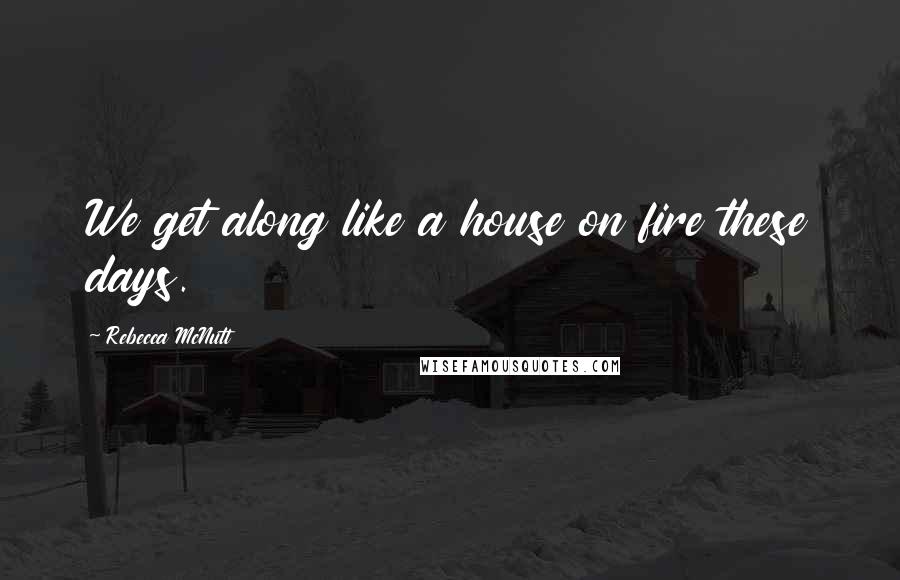 Rebecca McNutt Quotes: We get along like a house on fire these days.
