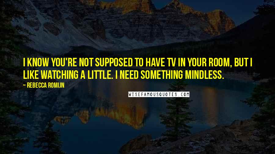 Rebecca Romijn Quotes: I know you're not supposed to have TV in your room, but I like watching a little. I need something mindless.