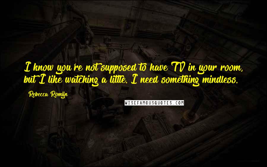 Rebecca Romijn Quotes: I know you're not supposed to have TV in your room, but I like watching a little. I need something mindless.