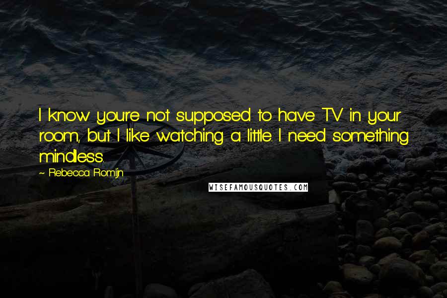 Rebecca Romijn Quotes: I know you're not supposed to have TV in your room, but I like watching a little. I need something mindless.