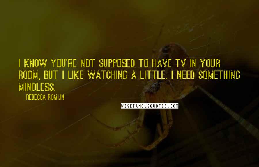 Rebecca Romijn Quotes: I know you're not supposed to have TV in your room, but I like watching a little. I need something mindless.