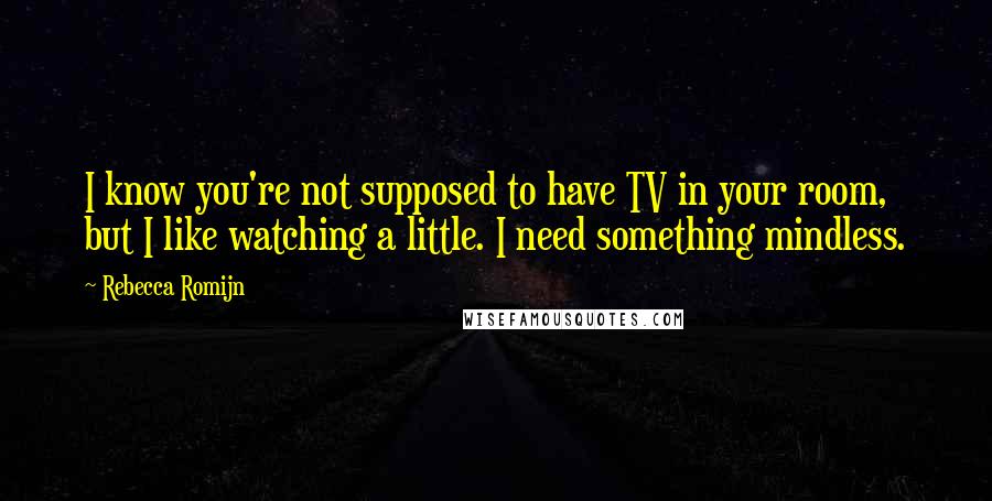 Rebecca Romijn Quotes: I know you're not supposed to have TV in your room, but I like watching a little. I need something mindless.