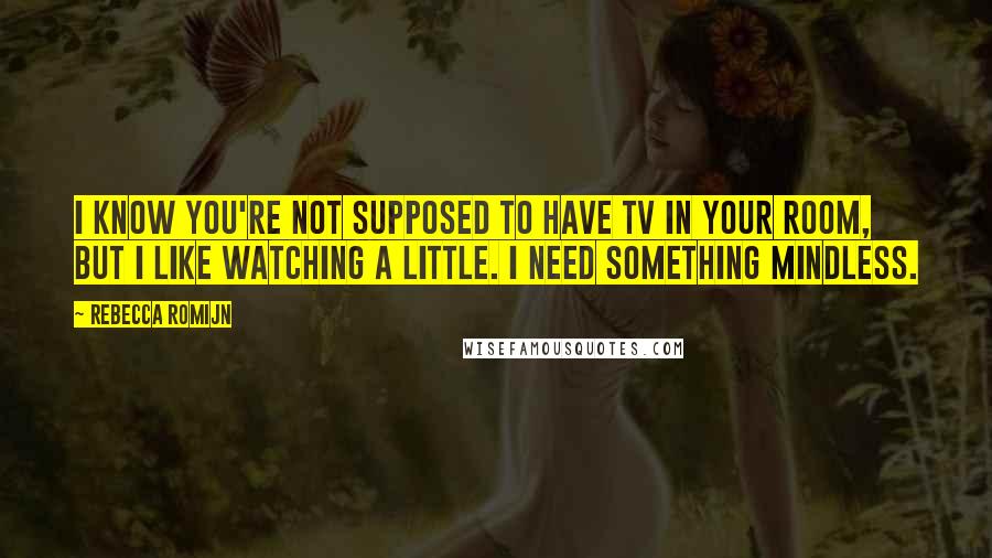 Rebecca Romijn Quotes: I know you're not supposed to have TV in your room, but I like watching a little. I need something mindless.