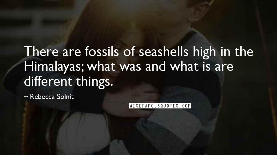 Rebecca Solnit Quotes: There are fossils of seashells high in the Himalayas; what was and what is are different things.