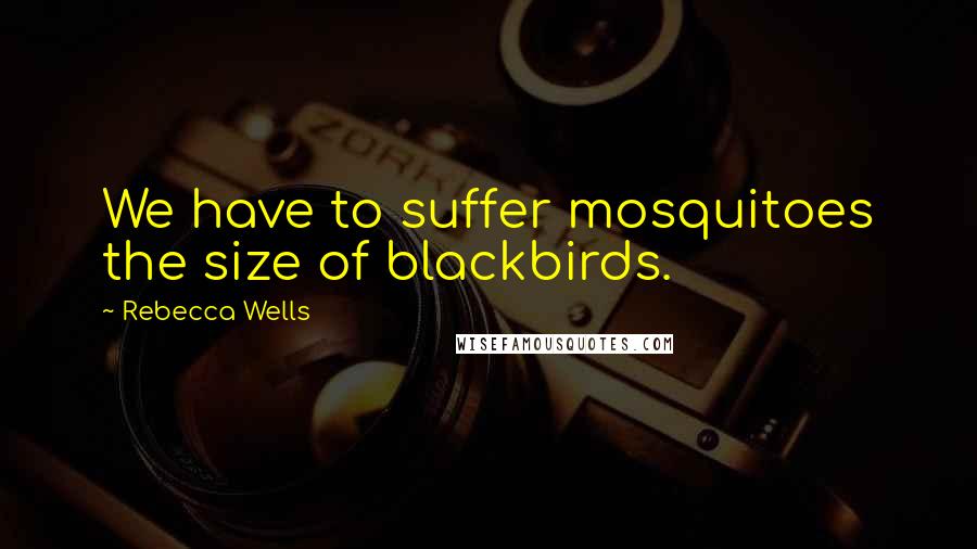 Rebecca Wells Quotes: We have to suffer mosquitoes the size of blackbirds.