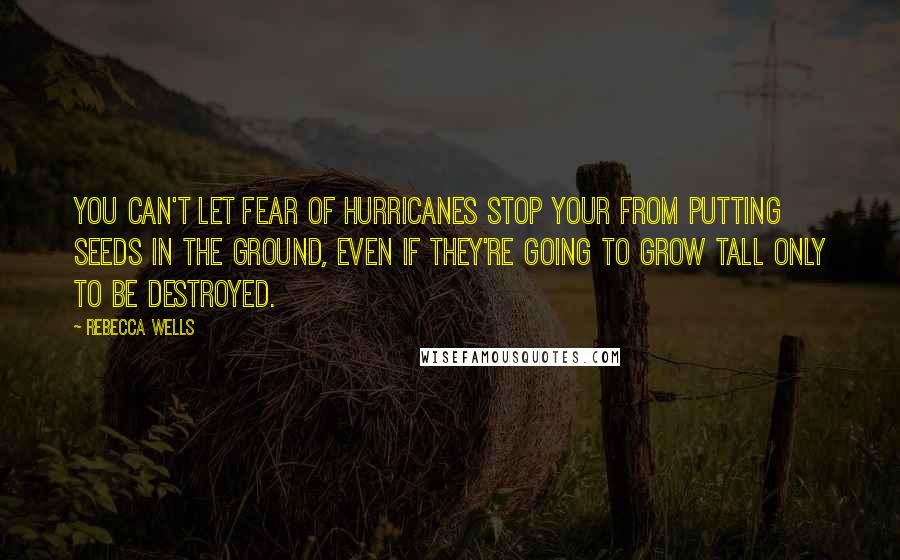 Rebecca Wells Quotes: You can't let fear of hurricanes stop your from putting seeds in the ground, even if they're going to grow tall only to be destroyed.