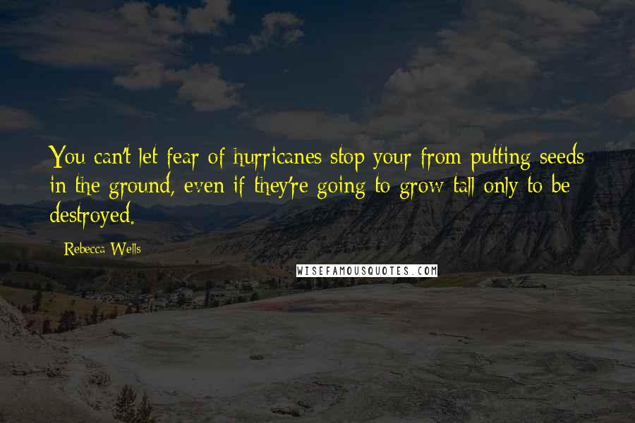 Rebecca Wells Quotes: You can't let fear of hurricanes stop your from putting seeds in the ground, even if they're going to grow tall only to be destroyed.