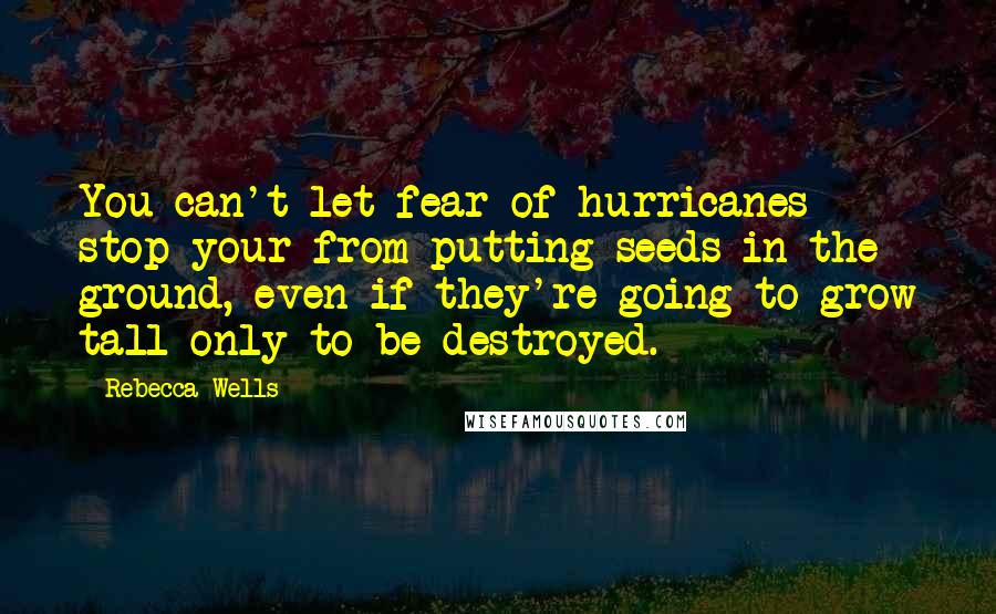 Rebecca Wells Quotes: You can't let fear of hurricanes stop your from putting seeds in the ground, even if they're going to grow tall only to be destroyed.