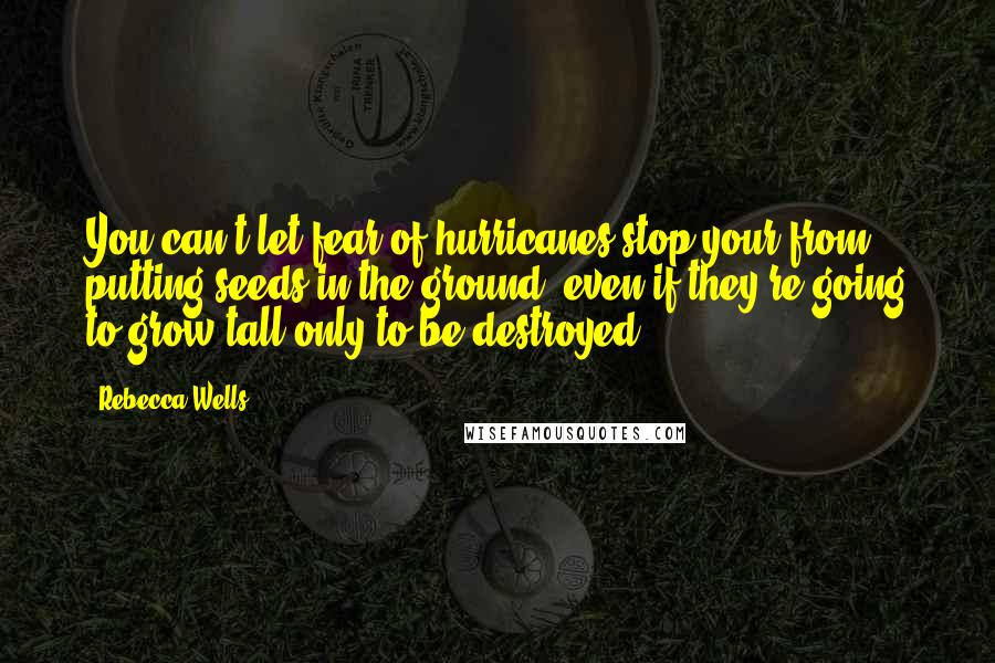 Rebecca Wells Quotes: You can't let fear of hurricanes stop your from putting seeds in the ground, even if they're going to grow tall only to be destroyed.
