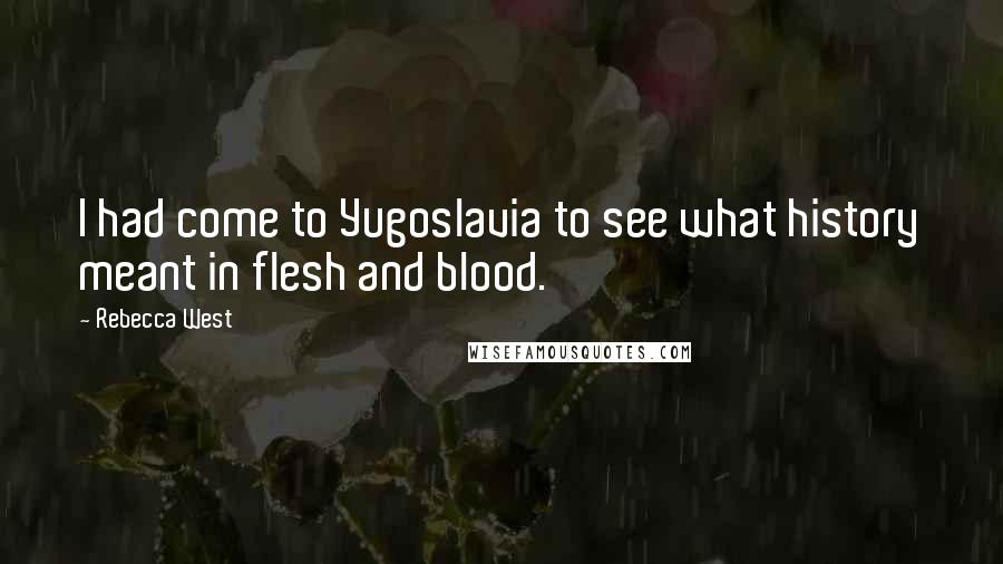 Rebecca West Quotes: I had come to Yugoslavia to see what history meant in flesh and blood.