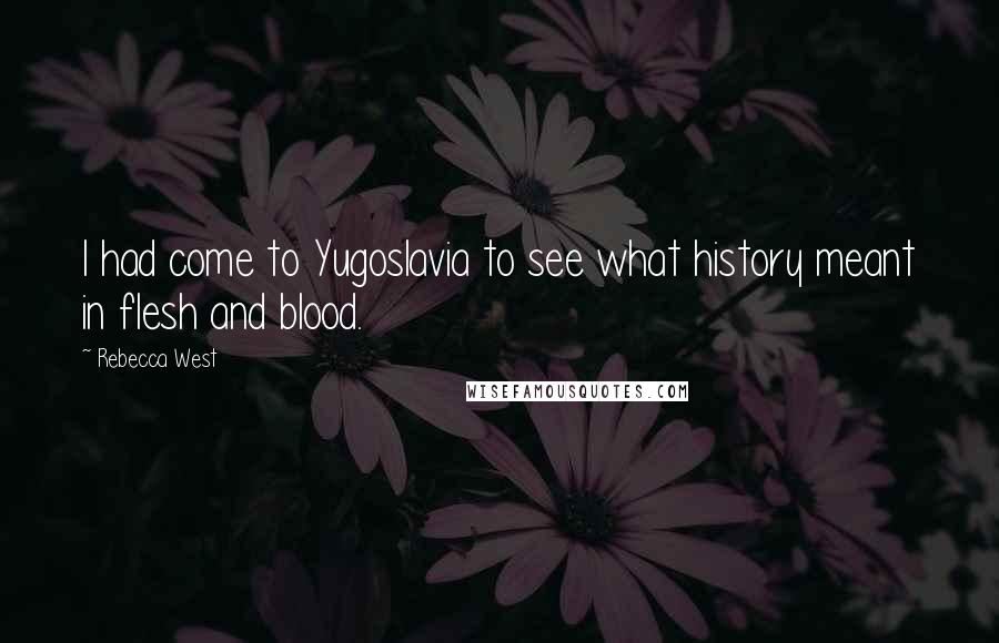 Rebecca West Quotes: I had come to Yugoslavia to see what history meant in flesh and blood.