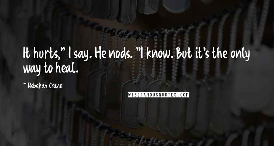 Rebekah Crane Quotes: It hurts," I say. He nods. "I know. But it's the only way to heal.