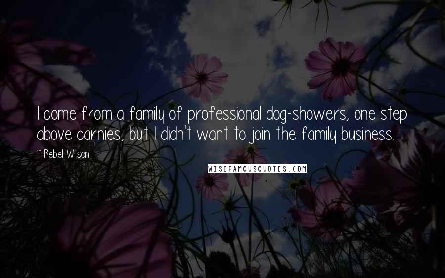 Rebel Wilson Quotes: I come from a family of professional dog-showers, one step above carnies, but I didn't want to join the family business.