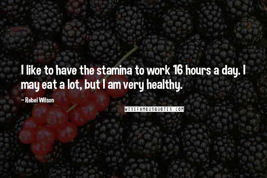 Rebel Wilson Quotes: I like to have the stamina to work 16 hours a day. I may eat a lot, but I am very healthy.