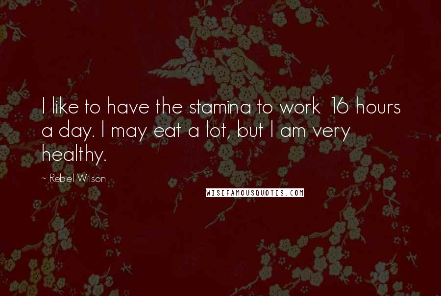 Rebel Wilson Quotes: I like to have the stamina to work 16 hours a day. I may eat a lot, but I am very healthy.