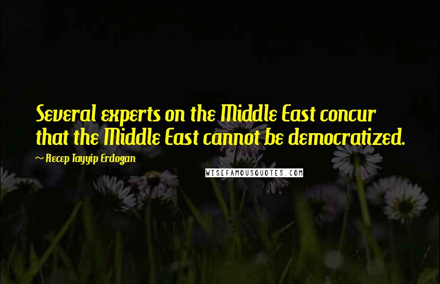 Recep Tayyip Erdogan Quotes: Several experts on the Middle East concur that the Middle East cannot be democratized.