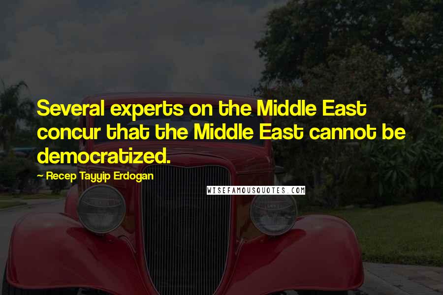 Recep Tayyip Erdogan Quotes: Several experts on the Middle East concur that the Middle East cannot be democratized.