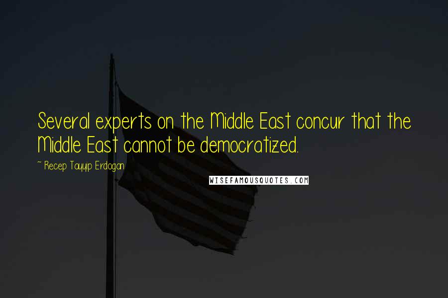 Recep Tayyip Erdogan Quotes: Several experts on the Middle East concur that the Middle East cannot be democratized.