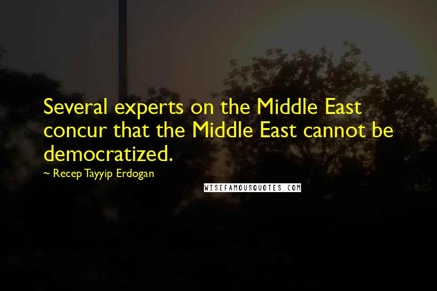 Recep Tayyip Erdogan Quotes: Several experts on the Middle East concur that the Middle East cannot be democratized.