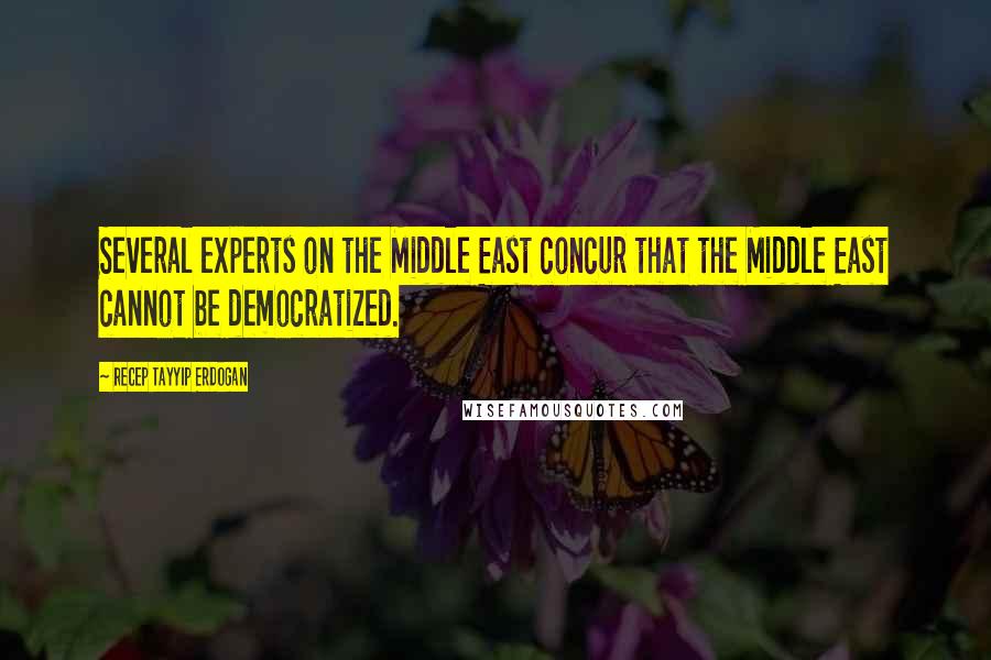 Recep Tayyip Erdogan Quotes: Several experts on the Middle East concur that the Middle East cannot be democratized.