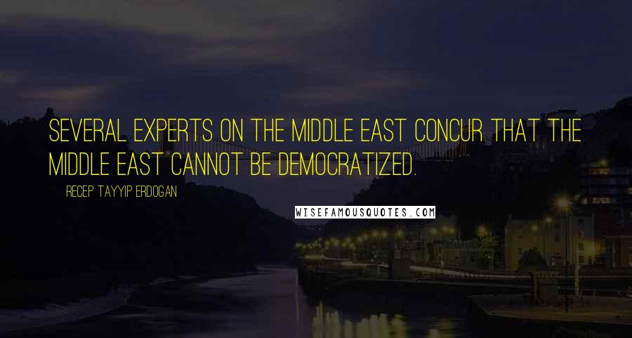 Recep Tayyip Erdogan Quotes: Several experts on the Middle East concur that the Middle East cannot be democratized.