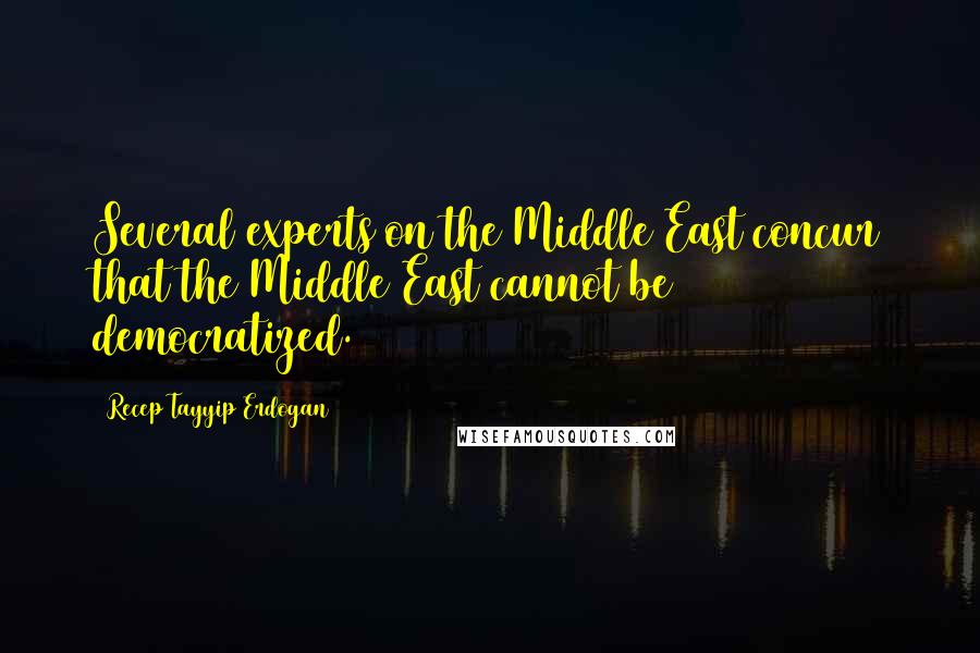 Recep Tayyip Erdogan Quotes: Several experts on the Middle East concur that the Middle East cannot be democratized.