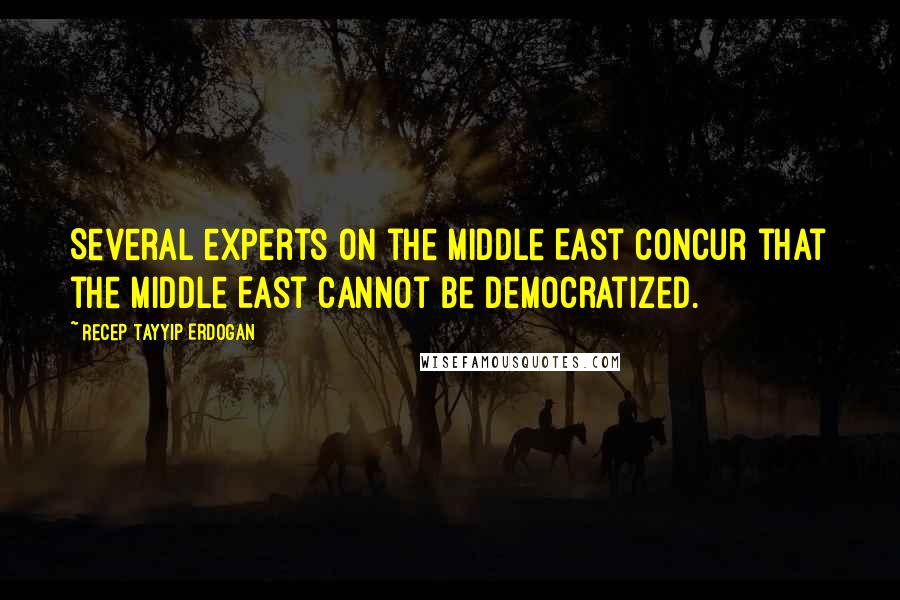 Recep Tayyip Erdogan Quotes: Several experts on the Middle East concur that the Middle East cannot be democratized.