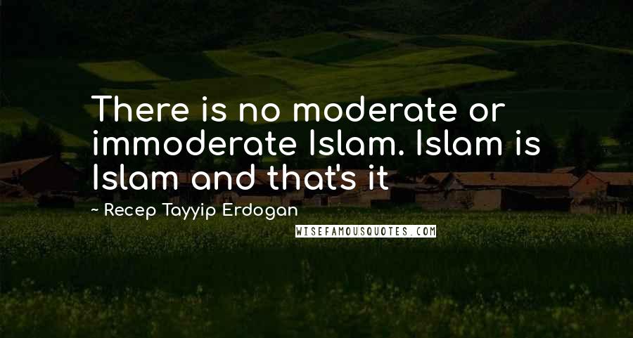 Recep Tayyip Erdogan Quotes: There is no moderate or immoderate Islam. Islam is Islam and that's it