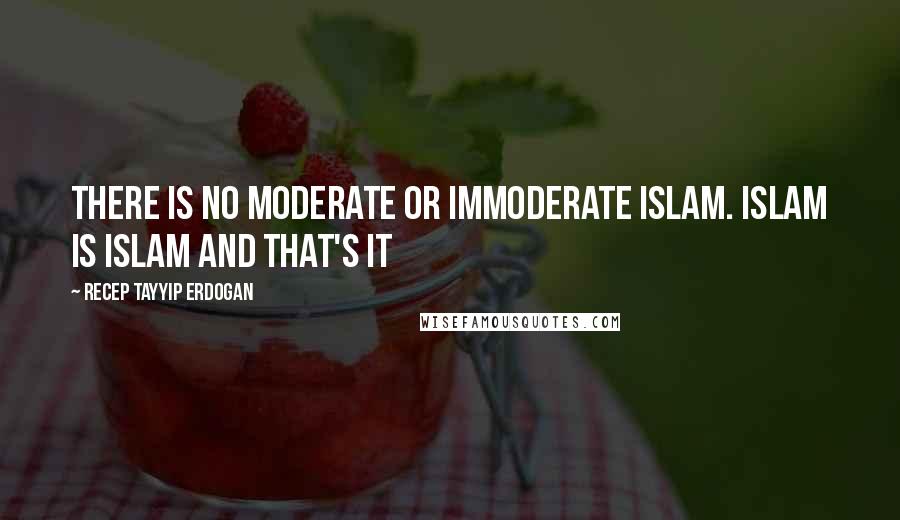 Recep Tayyip Erdogan Quotes: There is no moderate or immoderate Islam. Islam is Islam and that's it