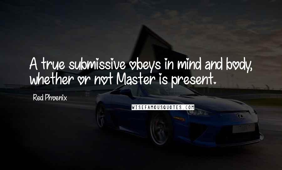 Red Phoenix Quotes: A true submissive obeys in mind and body, whether or not Master is present.