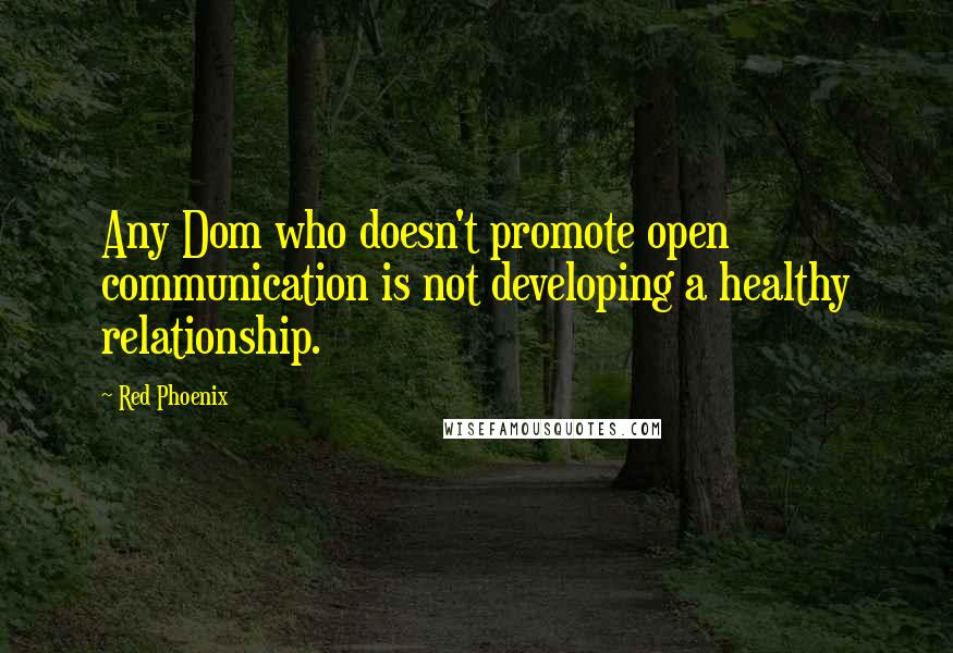 Red Phoenix Quotes: Any Dom who doesn't promote open communication is not developing a healthy relationship.