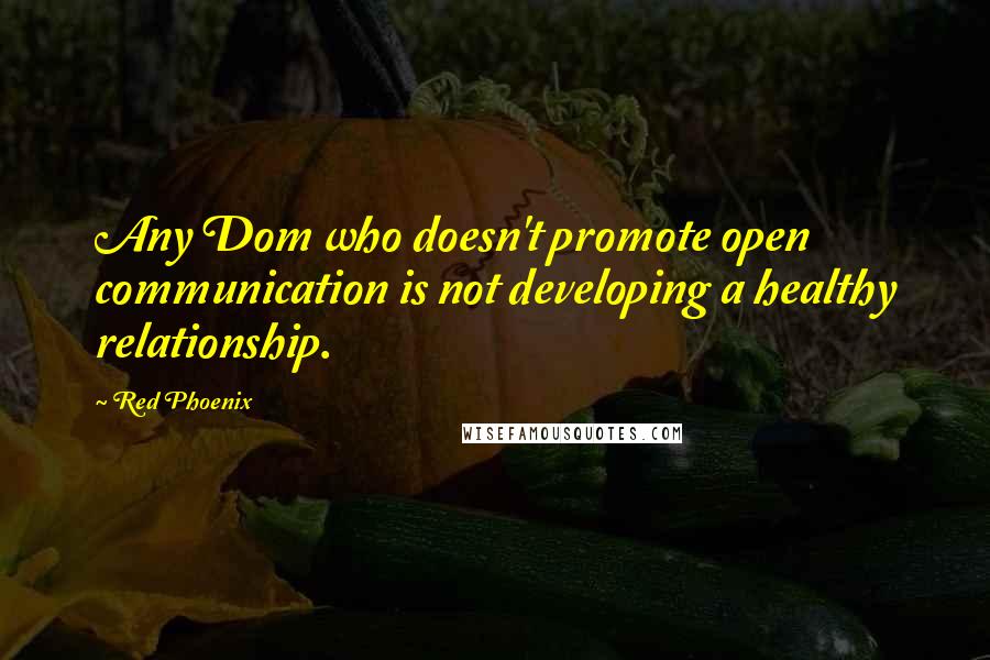 Red Phoenix Quotes: Any Dom who doesn't promote open communication is not developing a healthy relationship.