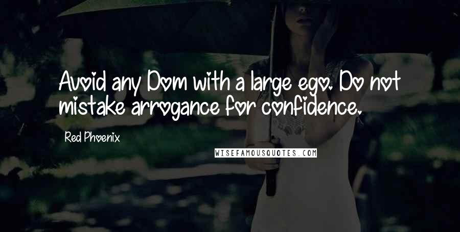 Red Phoenix Quotes: Avoid any Dom with a large ego. Do not mistake arrogance for confidence.