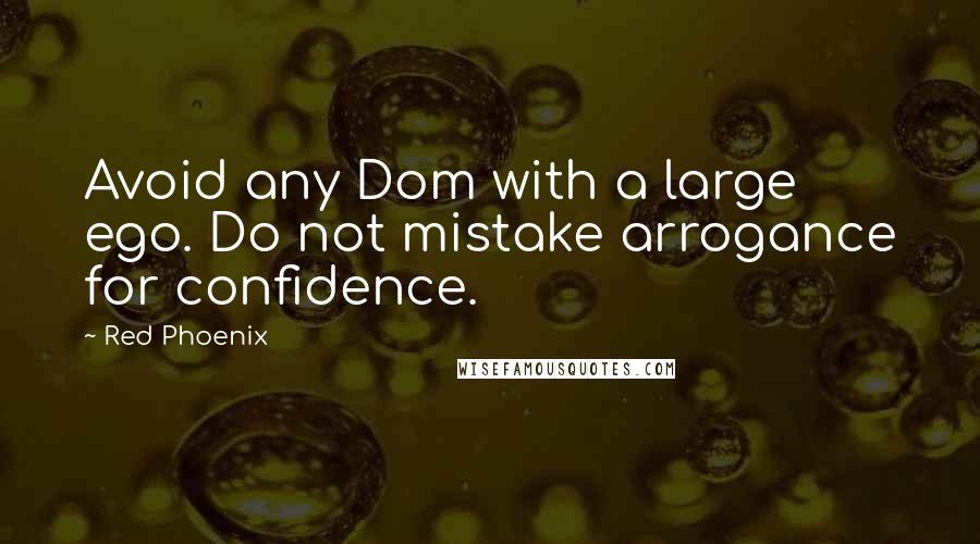 Red Phoenix Quotes: Avoid any Dom with a large ego. Do not mistake arrogance for confidence.