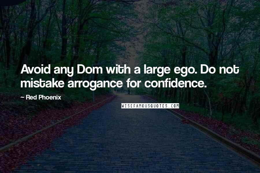 Red Phoenix Quotes: Avoid any Dom with a large ego. Do not mistake arrogance for confidence.