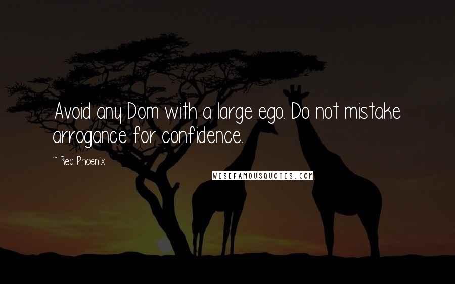 Red Phoenix Quotes: Avoid any Dom with a large ego. Do not mistake arrogance for confidence.