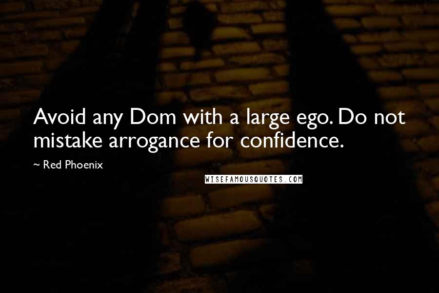 Red Phoenix Quotes: Avoid any Dom with a large ego. Do not mistake arrogance for confidence.