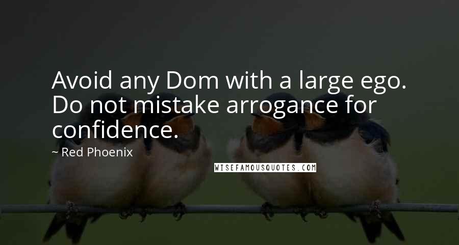 Red Phoenix Quotes: Avoid any Dom with a large ego. Do not mistake arrogance for confidence.