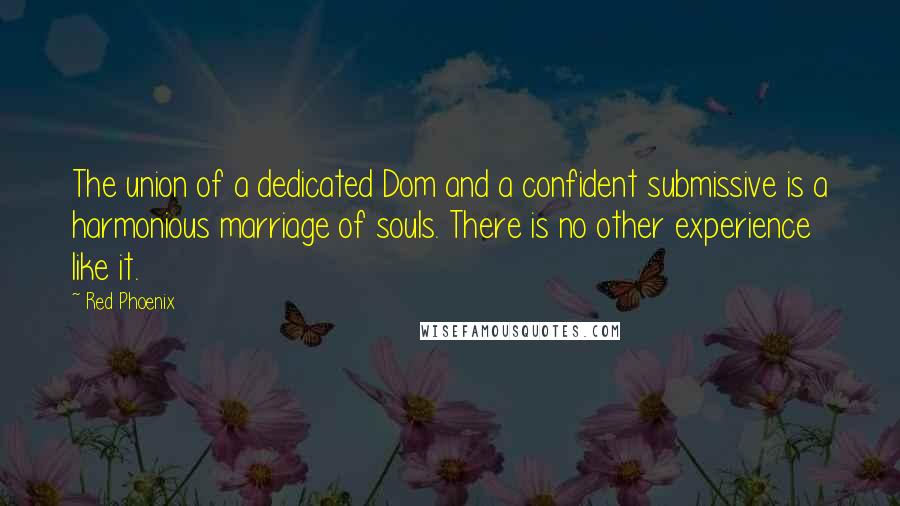 Red Phoenix Quotes: The union of a dedicated Dom and a confident submissive is a harmonious marriage of souls. There is no other experience like it.