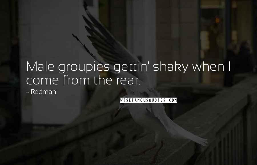 Redman Quotes: Male groupies gettin' shaky when I come from the rear.