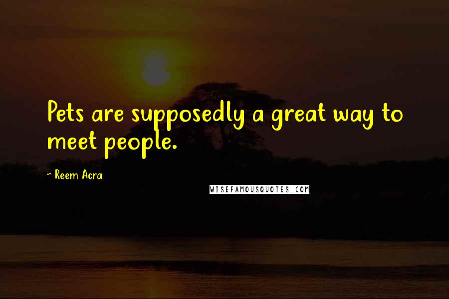 Reem Acra Quotes: Pets are supposedly a great way to meet people.