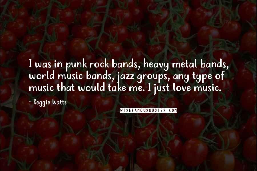 Reggie Watts Quotes: I was in punk rock bands, heavy metal bands, world music bands, jazz groups, any type of music that would take me. I just love music.