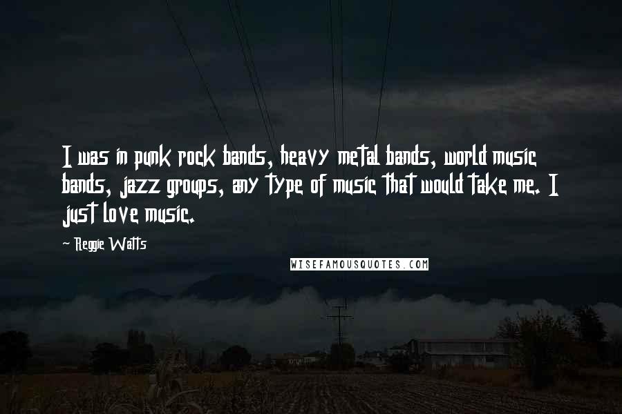 Reggie Watts Quotes: I was in punk rock bands, heavy metal bands, world music bands, jazz groups, any type of music that would take me. I just love music.