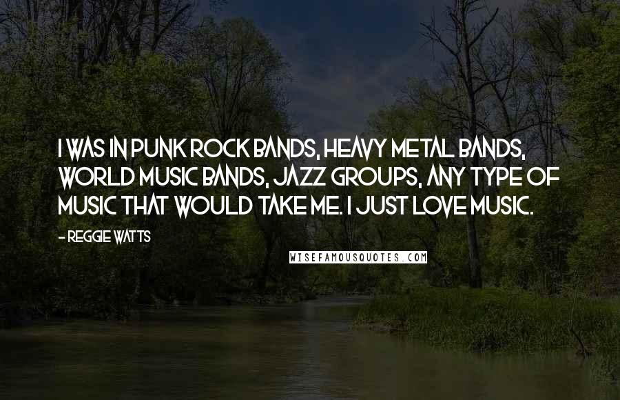 Reggie Watts Quotes: I was in punk rock bands, heavy metal bands, world music bands, jazz groups, any type of music that would take me. I just love music.