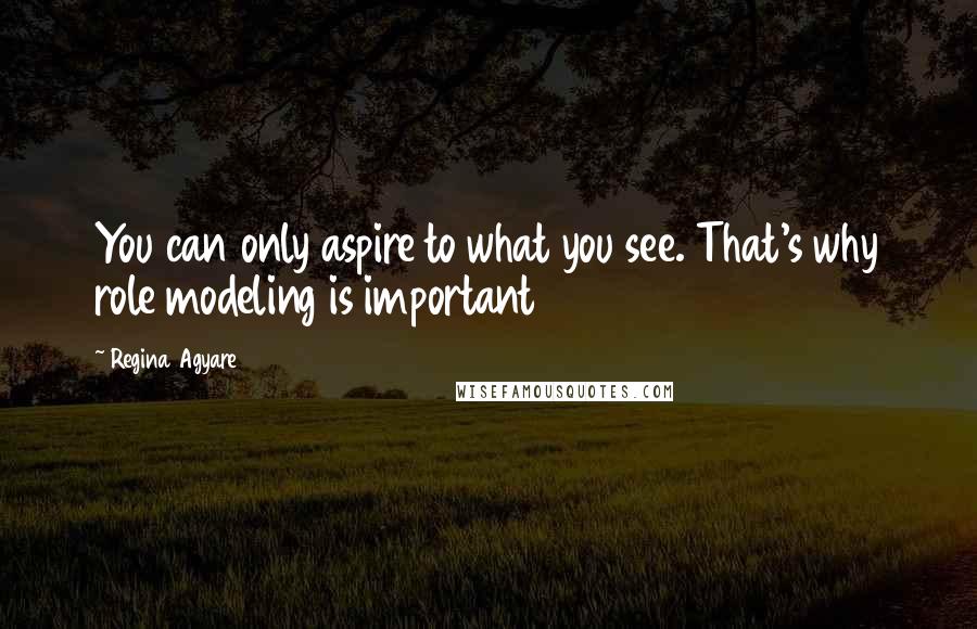 Regina Agyare Quotes: You can only aspire to what you see. That's why role modeling is important