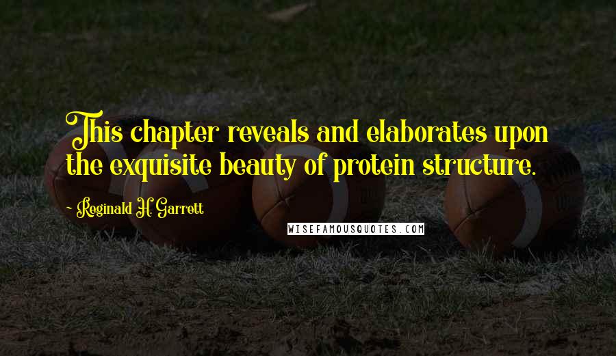 Reginald H. Garrett Quotes: This chapter reveals and elaborates upon the exquisite beauty of protein structure.
